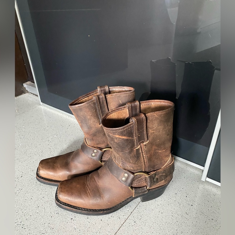Frye Harness Brown Leather Boots